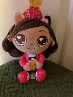 Celebrate with Gabby! Adorable Gabby's Dollhouse Plush Toy with Party Hat & Gift